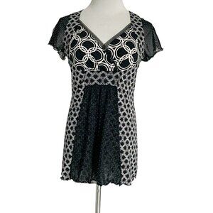 ANAC Small Top Blouse Korea Abstract Art to Wear